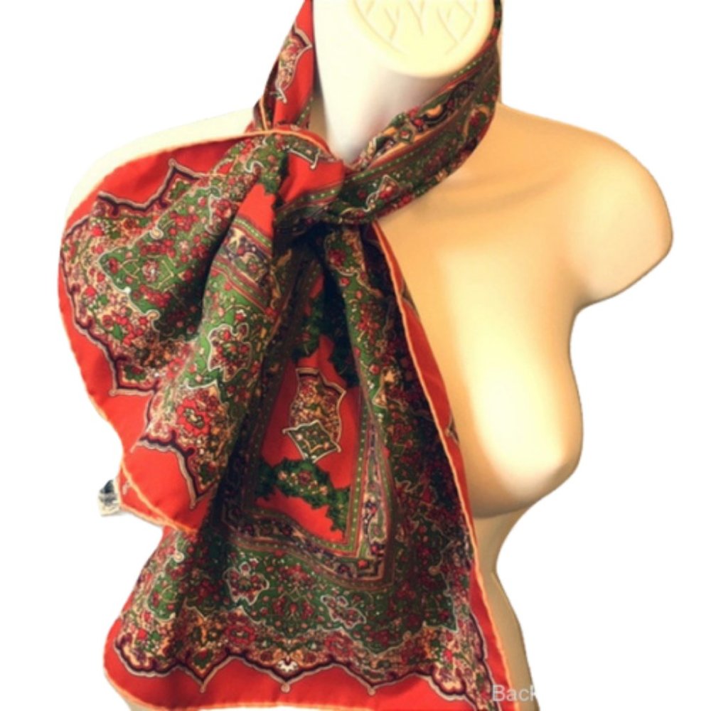 Ben Goodman Vintage Paisley Scarf Oblong Orange Green